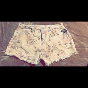 New white denim shorts